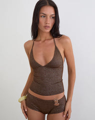 Tarikh Swim Tank Top in Shimmer Brown