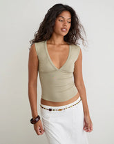 Emberly Plunge Top in Slate Green