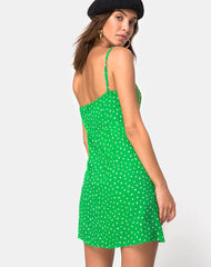 Boyasly Slip Dress in Mini Diana Dot Green