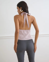Yung Halterneck Top in Cotton Twill Soft Pink