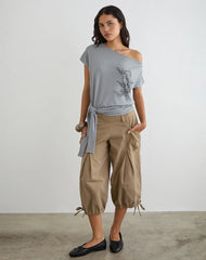 Lola Tie Waist Top in Artistic Floral Grey