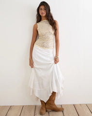 Dudley Vest Top in Sequin Knit Cream