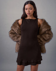 Opaline Backless Mini Dress in Chocolate Brown