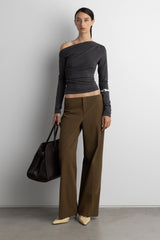 RUCHED ASYMMETRICAL LONG SLEEVE TOP