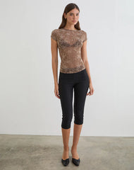 Nuovo Top in Leafy Flock Dark Taupe