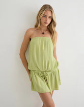 Moka Mini Dress in Crinkle Pistachio