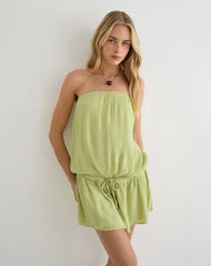 Moka Mini Dress in Crinkle Pistachio