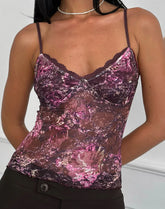Rubik Cami Top in Abstract Rose Pink and Plum