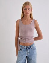 Tanzy Tie Top in Jersey Dusty Mauve