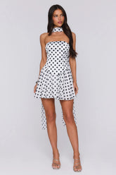 Twirl In Dots Polka Dot Mini Dress White