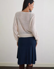 Saroya Plunge Wrap Top in Knit Ecru