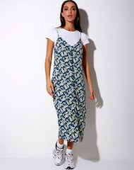 Theda Midi Dress in Aster Blue