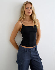 Inaja Cut Out Cami Top in Jersey Black