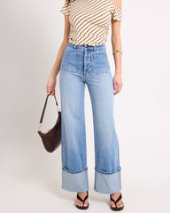 Sailor Denim Jeans Long Brad Blue Cuff
