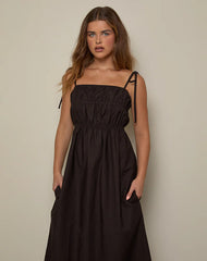 Haruko Midi Dress in Bitter Chocolate
