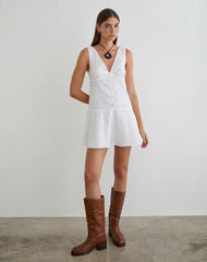 Raspati Mini Dress in Broderie White