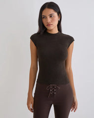 Hanuva Top in Knit Chocolate Brown