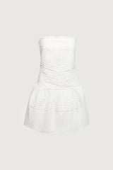 PINTUCK LACE TRIM TUBE TOP DRESS