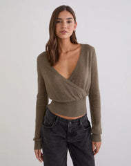 Nilza Wrap Top in Knit Taupe
