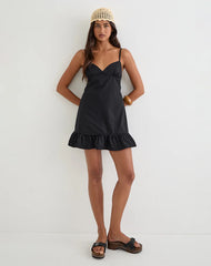 Tavita Mini Dress in Poplin Black