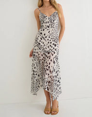 Vakare Midi Dress in Dalmatian Skin Black and Ivory