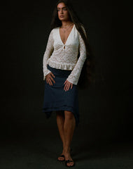 Roselle Keyhole Long Sleeve Top in Lace Ivory