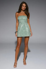 Signature Move Sequin Strapless Mini Dress Mint