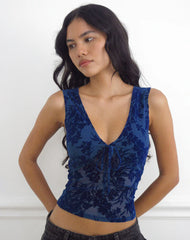 Libura Top in Midnight Leaf Flock Navy