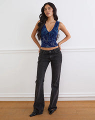 Libura Top in Midnight Leaf Flock Navy