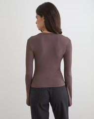 Emesy Long Sleeve Top in Coffee Quartz