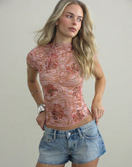Jiwon Keyhole Top in Petals Lace