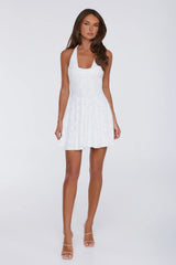 Confetti Hour Halter Mini Dress White