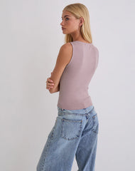 Tanzy Tie Top in Jersey Dusty Mauve