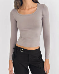 Janana Long Sleeve Top in Cotton Moon Rock