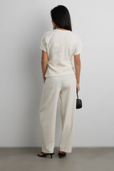 KNIT SHORT SLEEVE RUCHED WAIST TOP