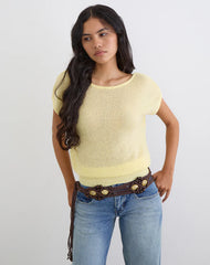 Sinda Scoopback Top in Knit Lemon