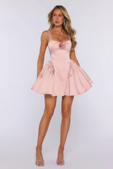 Lovers Under Stars Satin Mini Dress Blush