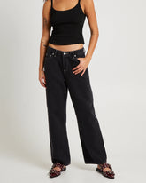 Petite Mid Straight Jeans Throwback Black