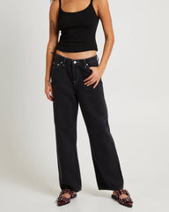 Petite Mid Straight Jeans Throwback Black