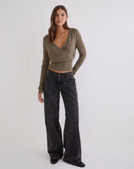 Nilza Wrap Top in Knit Taupe