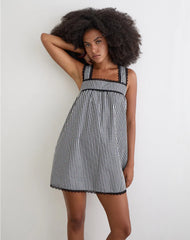Sandat Smock Mini Dress in Mini Gingham Grey