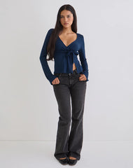 Lamae Wrap Top in Navy