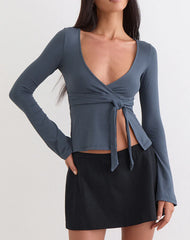 Lamae Wrap Top in Ocean Storm