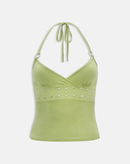 Mayoti Top in Rayon Jersey Apple Green with Studs