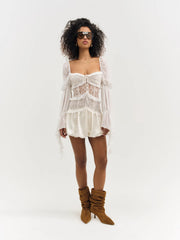 Lea Lace Long Sleeve Mini Dress