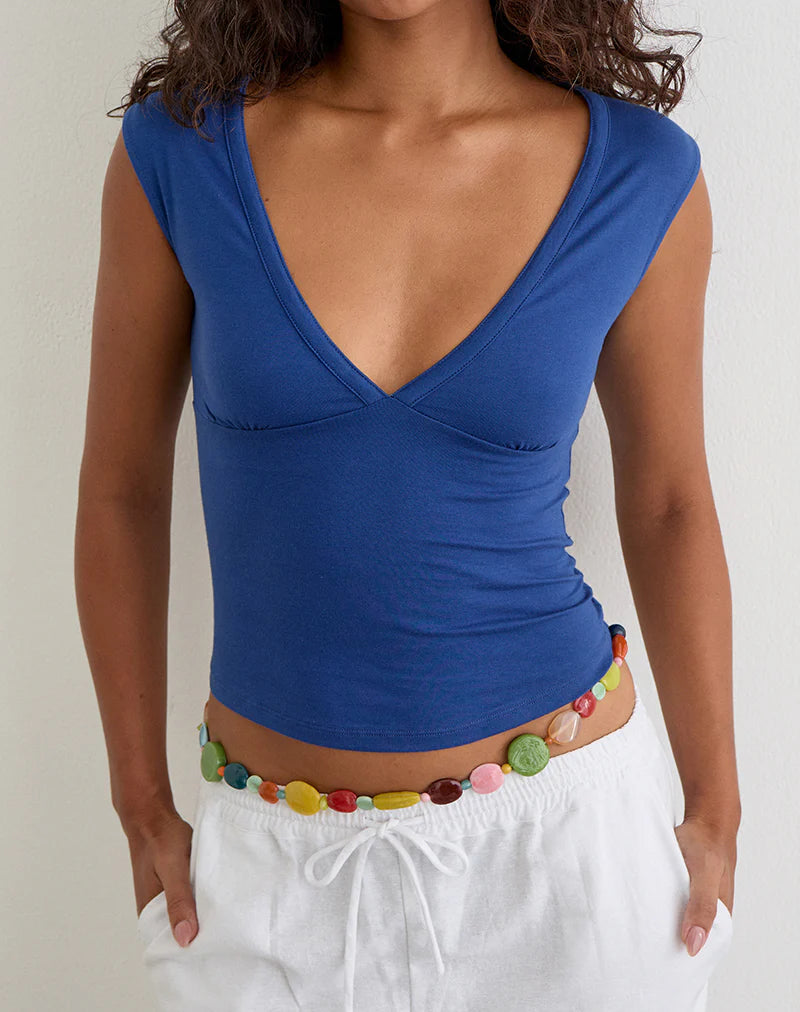 Emberly Plunge Top in Dazzling Blue