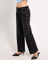Razor Eyelet Straight Denim Jeans