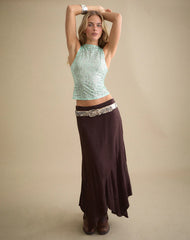 Dudley Vest Top in Sequin Knit Aqua Blue