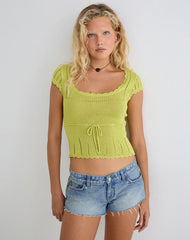 Domas Top with Tie in Knit Lemongrass