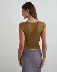 Rinsha Cowl Top in Cupro Dark Yellow